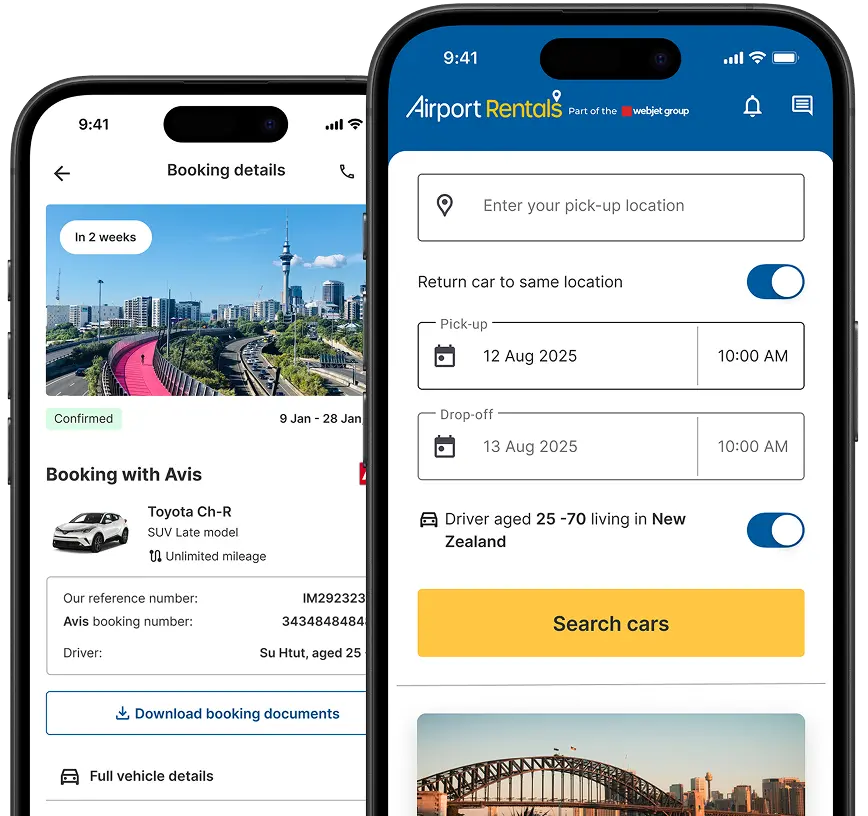 Airport Rentals mobile — booking and search (Webjet Group)